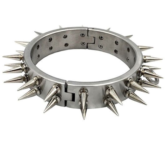 Double Row Spiked Metal Collar