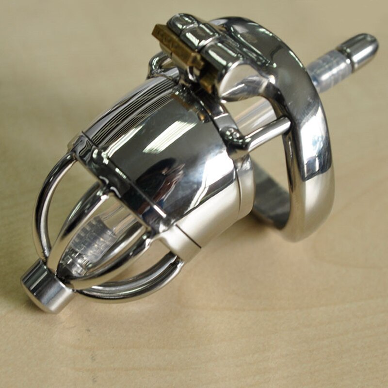 Steel Chastity Lock Urethral Plug Cock Cage