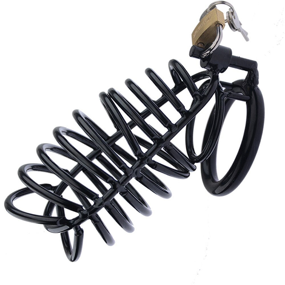 Black Stainless Steel Penis Ring Lock Cock Cage