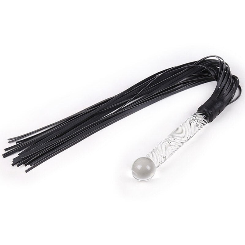 BDSM Leather Whip Glass Handle