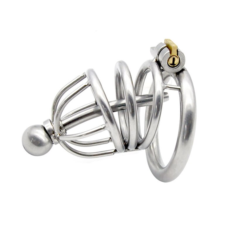 Metal Urethral Plug Male Chastity Cage