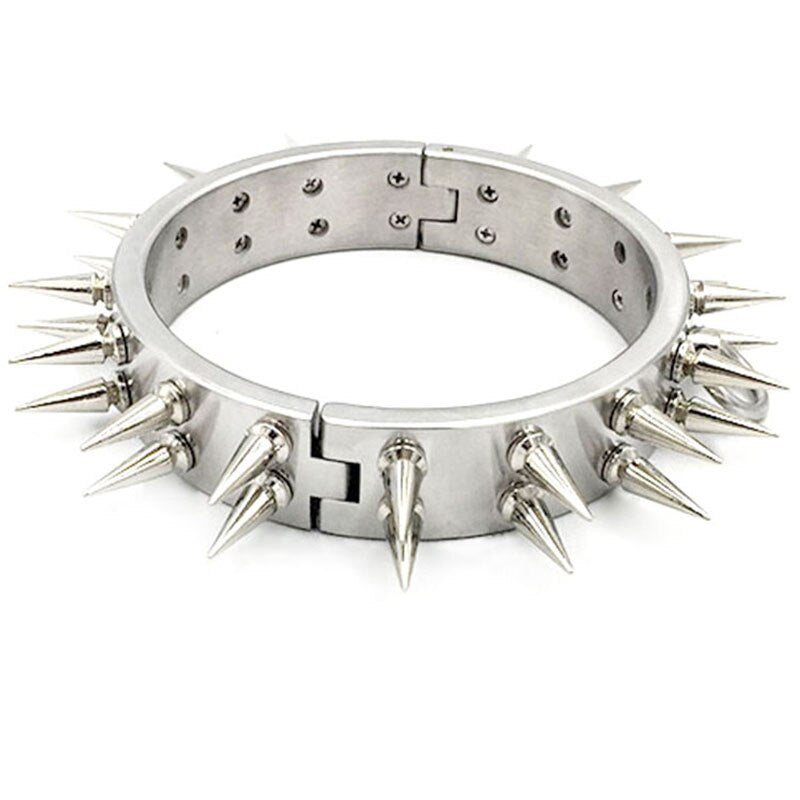 Double Row Spiked Metal Collar