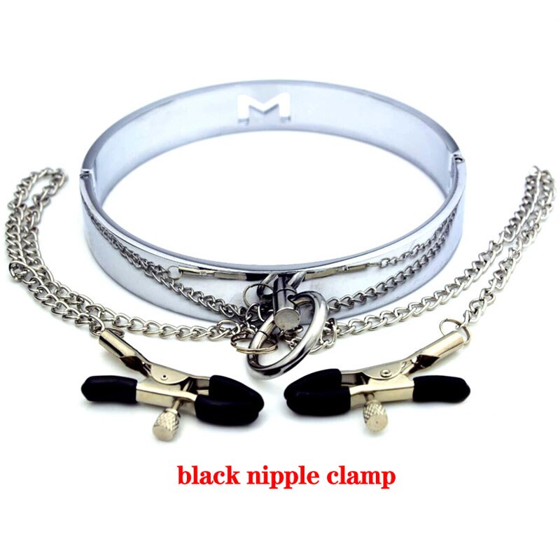 Stainless steel Slave Collar With Nipple Clamps