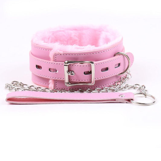 Pink Slave Plush Bondage Neck Collar