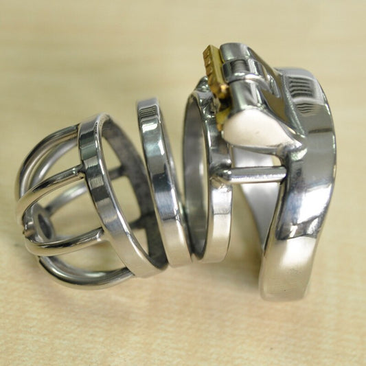 Stainless Steel Chastity Cage Curved Ring