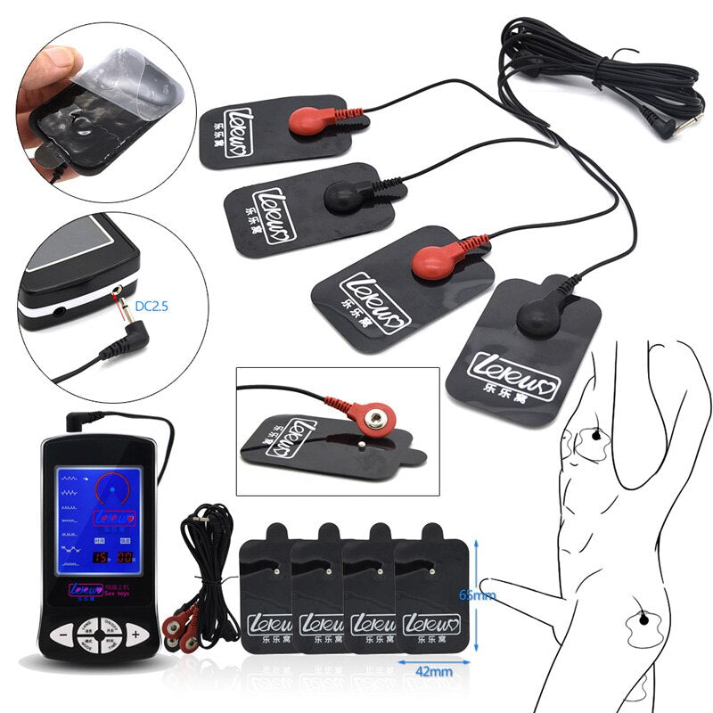 Electro Pads Pulse Stimulator Penis Ring Plug