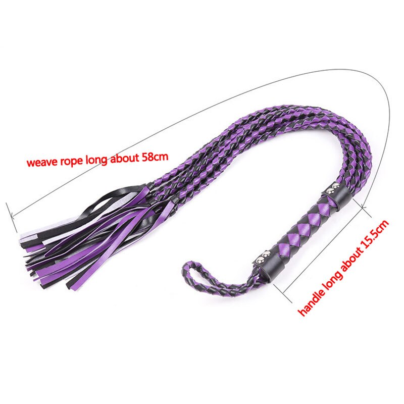 Purple Leather Weave Spanking Slave Whip