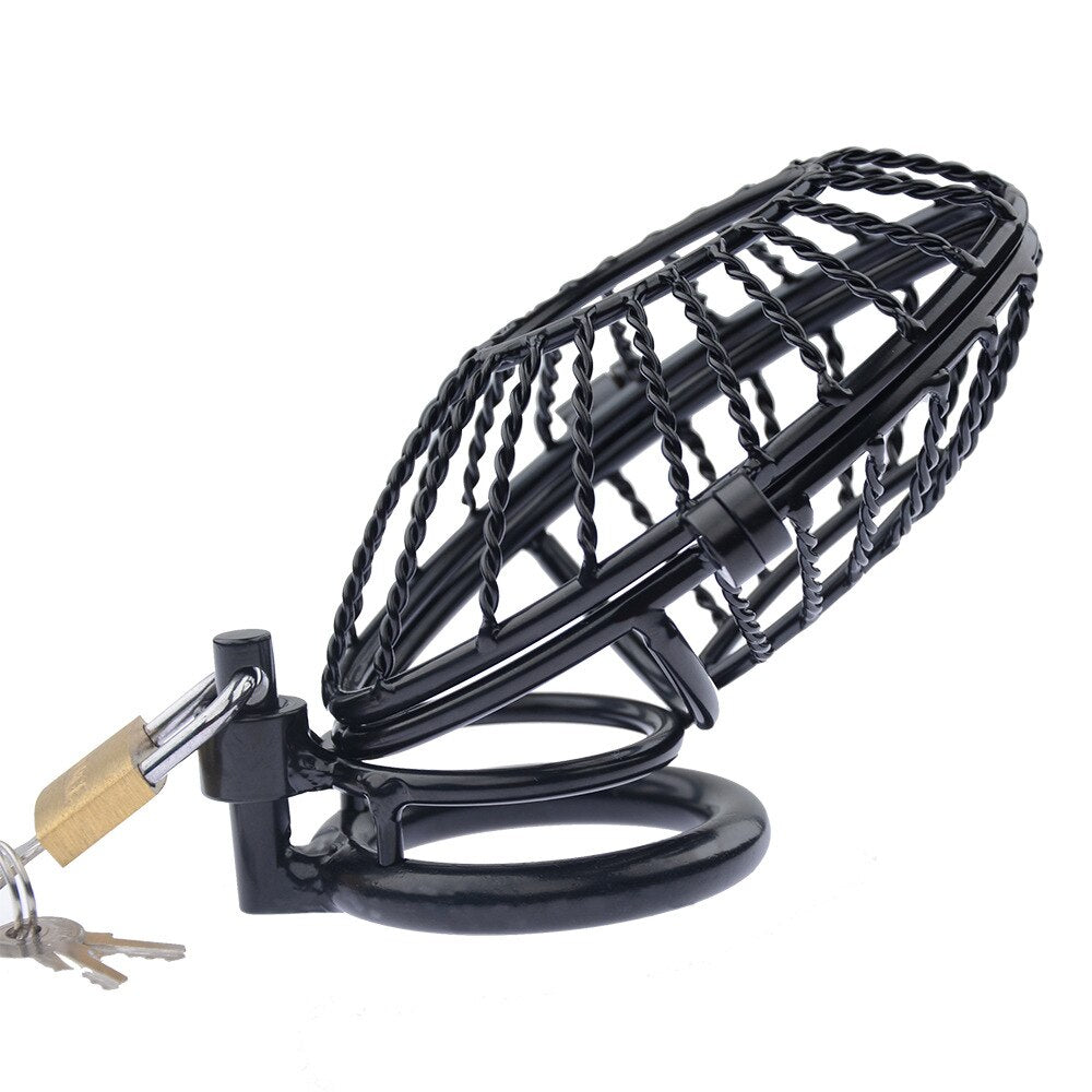 Hollow Black Dick Lock Steel Slave Cock Cage