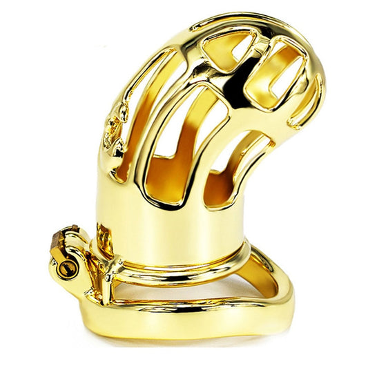 Golden Steel CBT Male Chastity Cage