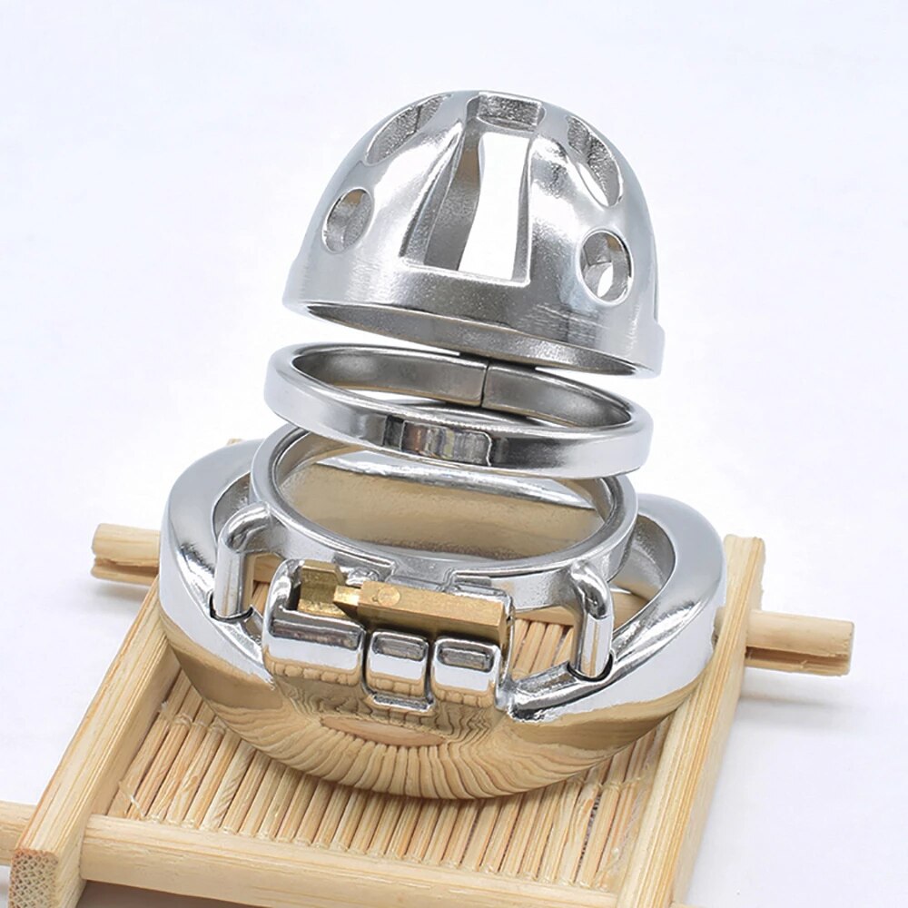 Erotic Stainless steel Bondage Ring Chastity Cage