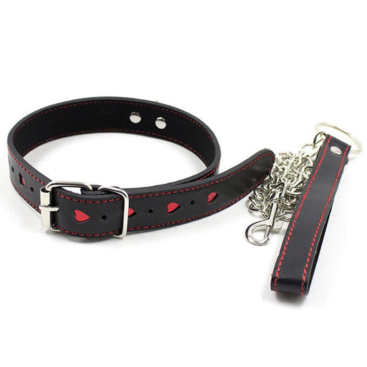 Bondage Couples Slave Collar With Chain Leash