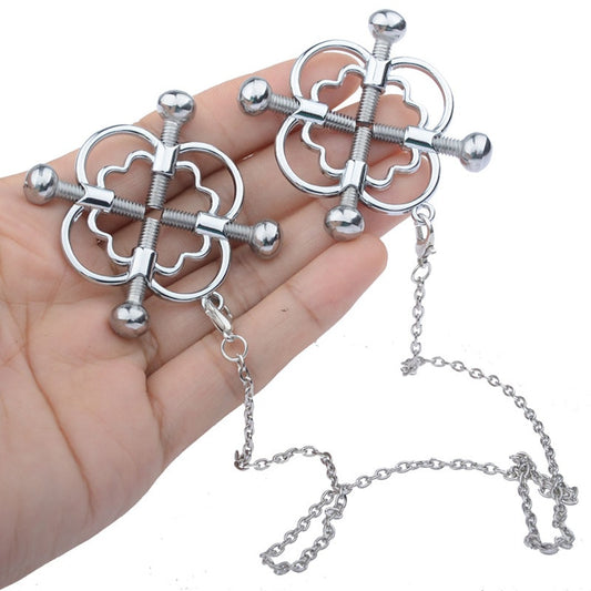 BDSM Stainless steel Flower Nipple Clamps