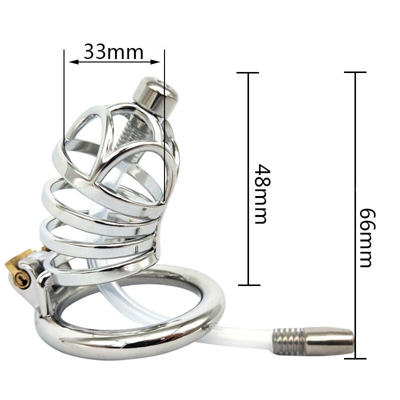 Metal Cbt Chastity Cage With Urethral Catheter