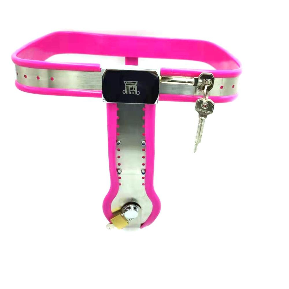 Men Couples Metal Underwear Pink Chastity Belt