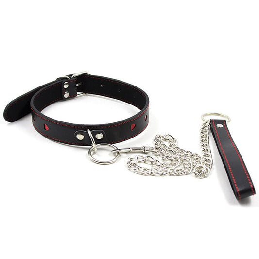 Bondage Couples Slave Collar With Chain Leash