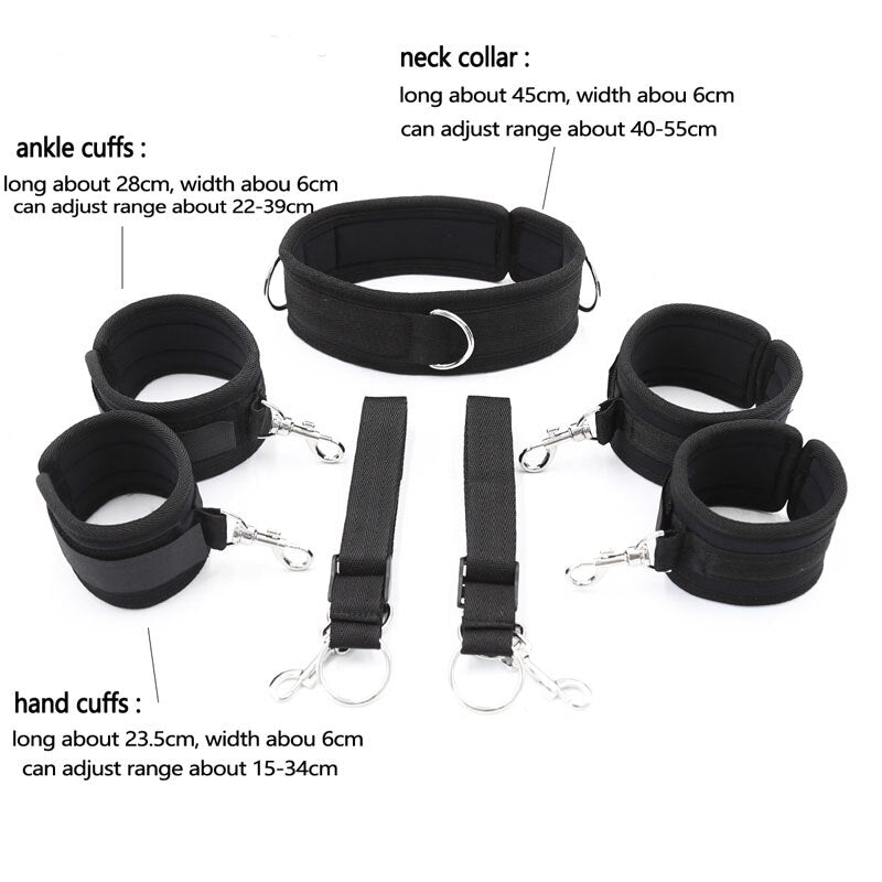 BDSM Set Neck Collar Hand Ankle Cuffs