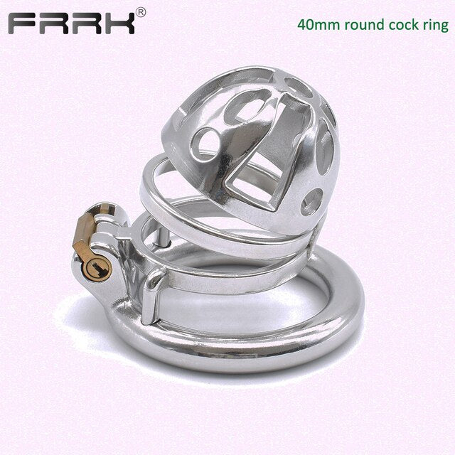 Erotic Stainless steel Bondage Ring Chastity Cage