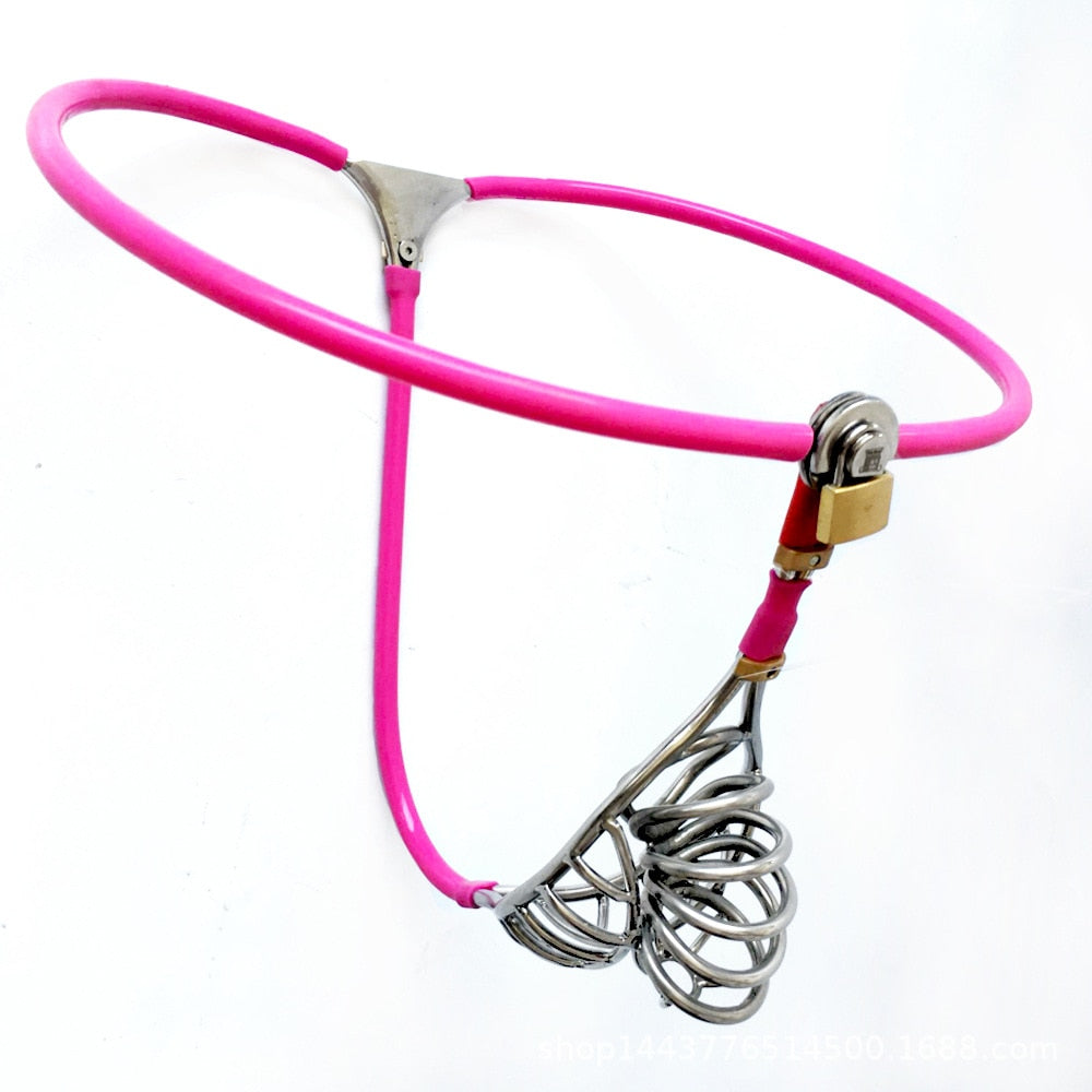 Metal T Chastity Belt With Cock Cage