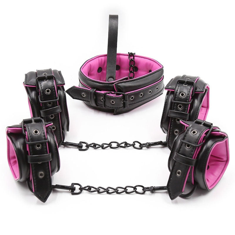 leather Bondage Handcuffs Ankle Cuffs