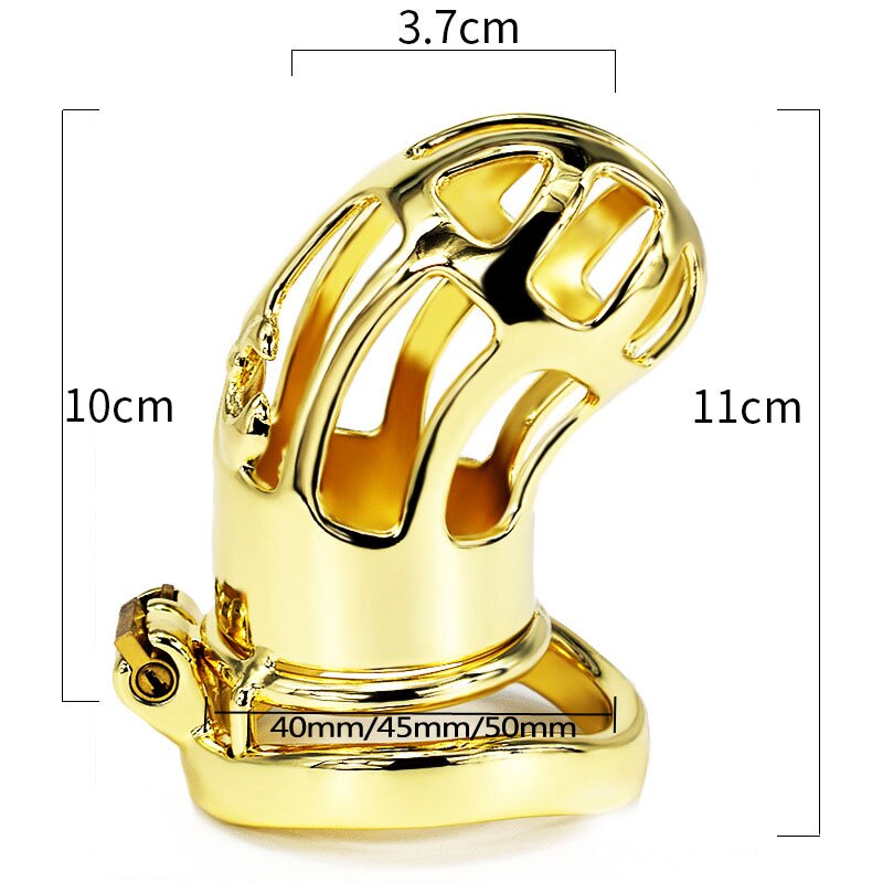 Golden Steel CBT Male Chastity Cage