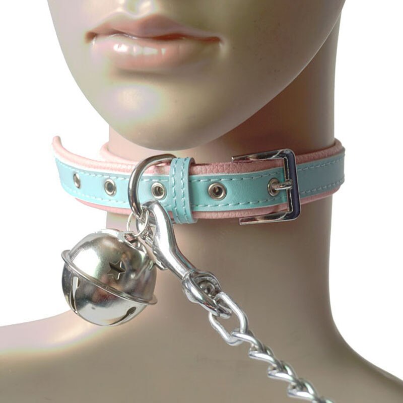 BDSM Metal Bell Collar With Chain