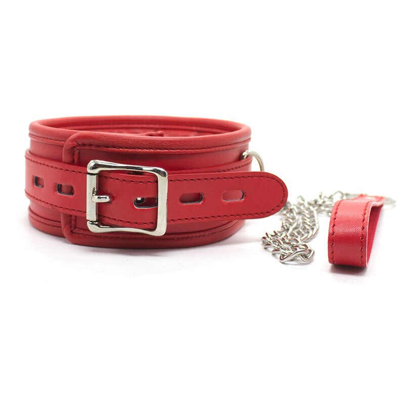 Slave leather Collar With Chain Leash