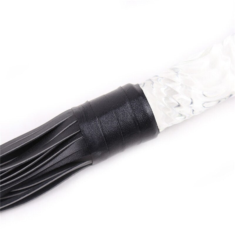 BDSM Leather Whip Glass Handle