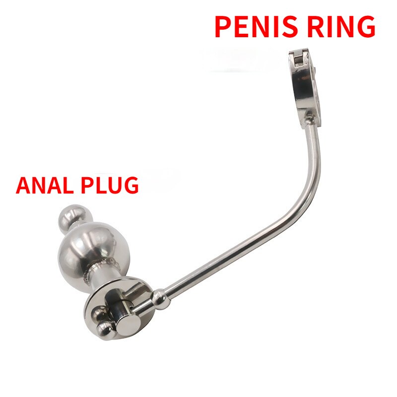 Stainless Steel Chastity Cage with Anal Plug