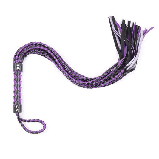 Purple Leather Weave Spanking Slave Whip