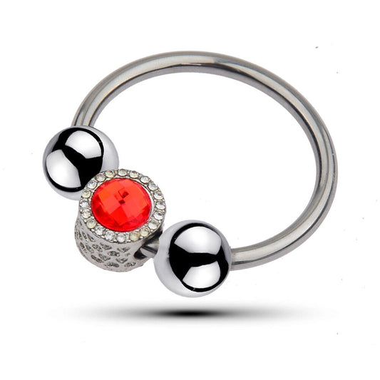 Ruby Stainless Steel Beads Cock Ring