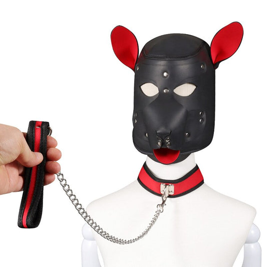 Leather Dog Mask With Chain