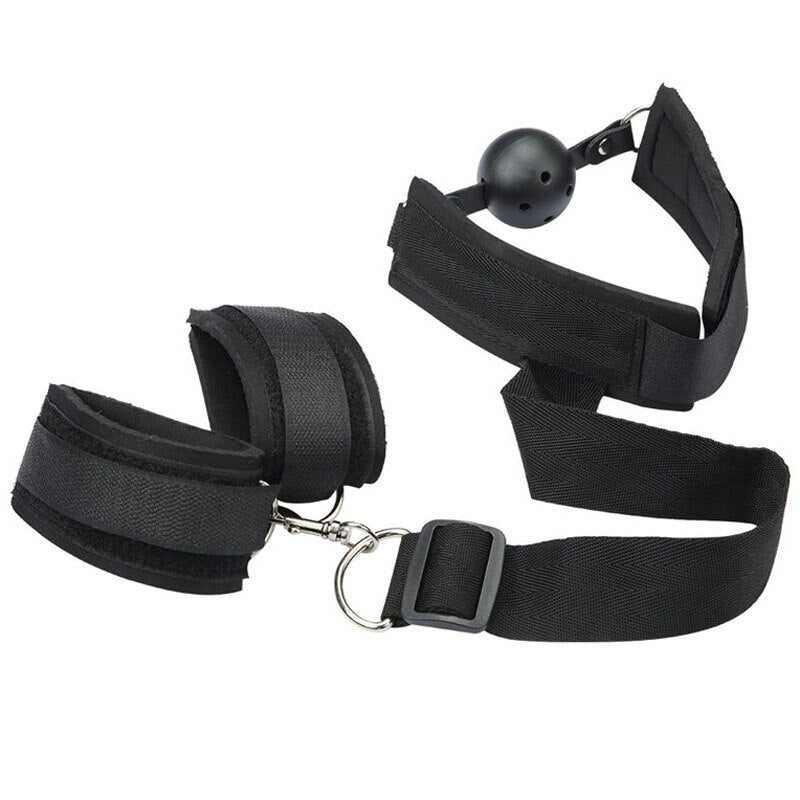 BDSM Bondage Neck Collar Mouth Gag Handcuffs