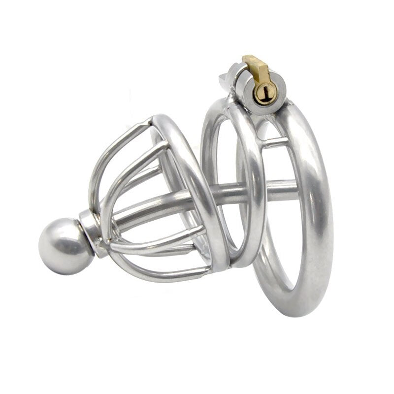 Metal Urethral Plug Male Chastity Cage