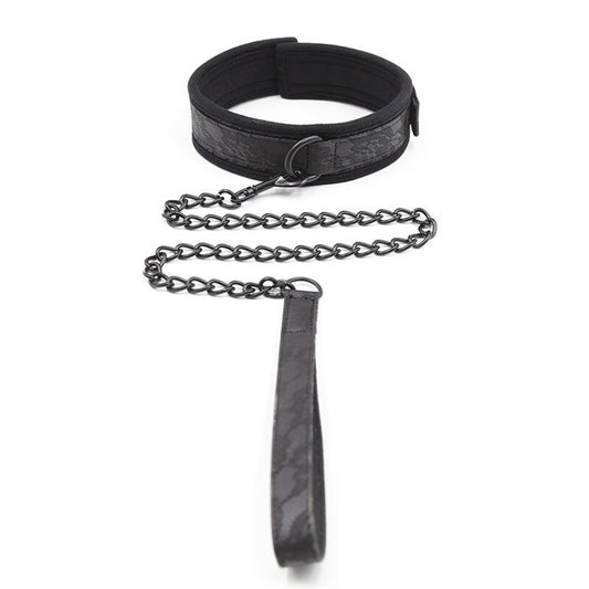 Cosplay Bdsm leather Collar With Chain Leash