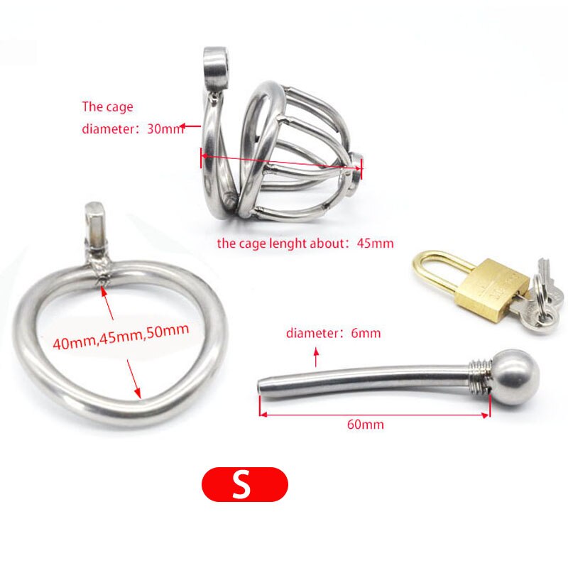 Arc Stainless Steel Urethral Plug Chastity Cage