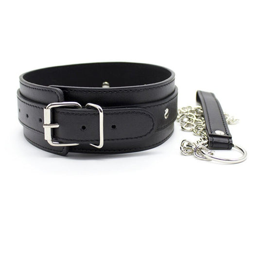 Black Slave Neck Collar With Leash Chain