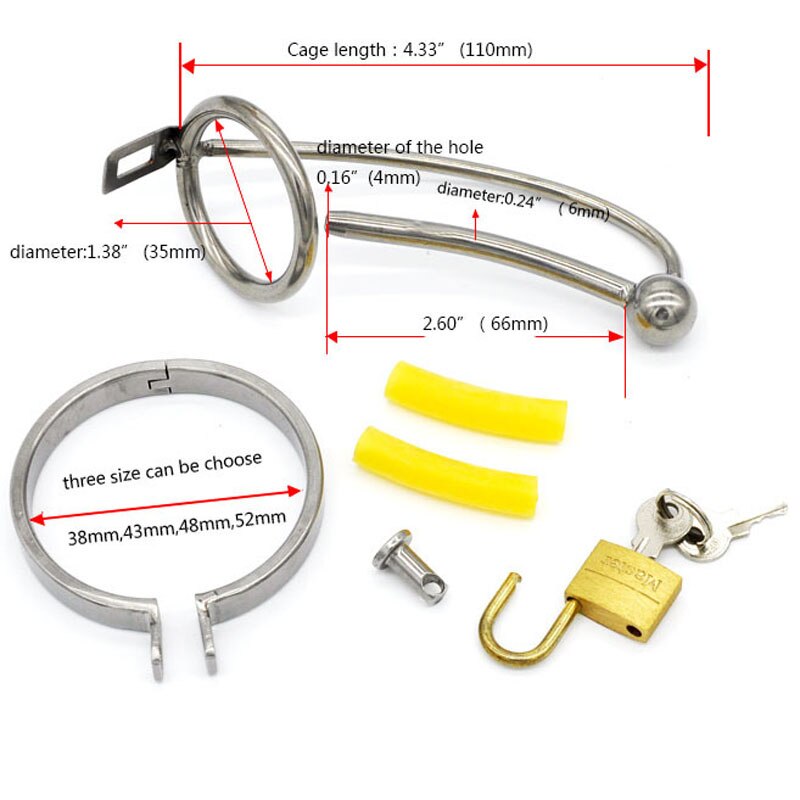 Metal Penis Plug Cock Ring Chastity Cage