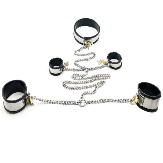 Silicone Liner Metal Collar Handcuffs Ankle Cuffs