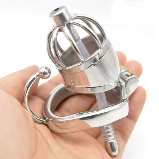 Stainless Steel Chastity Cage With Penis Plug