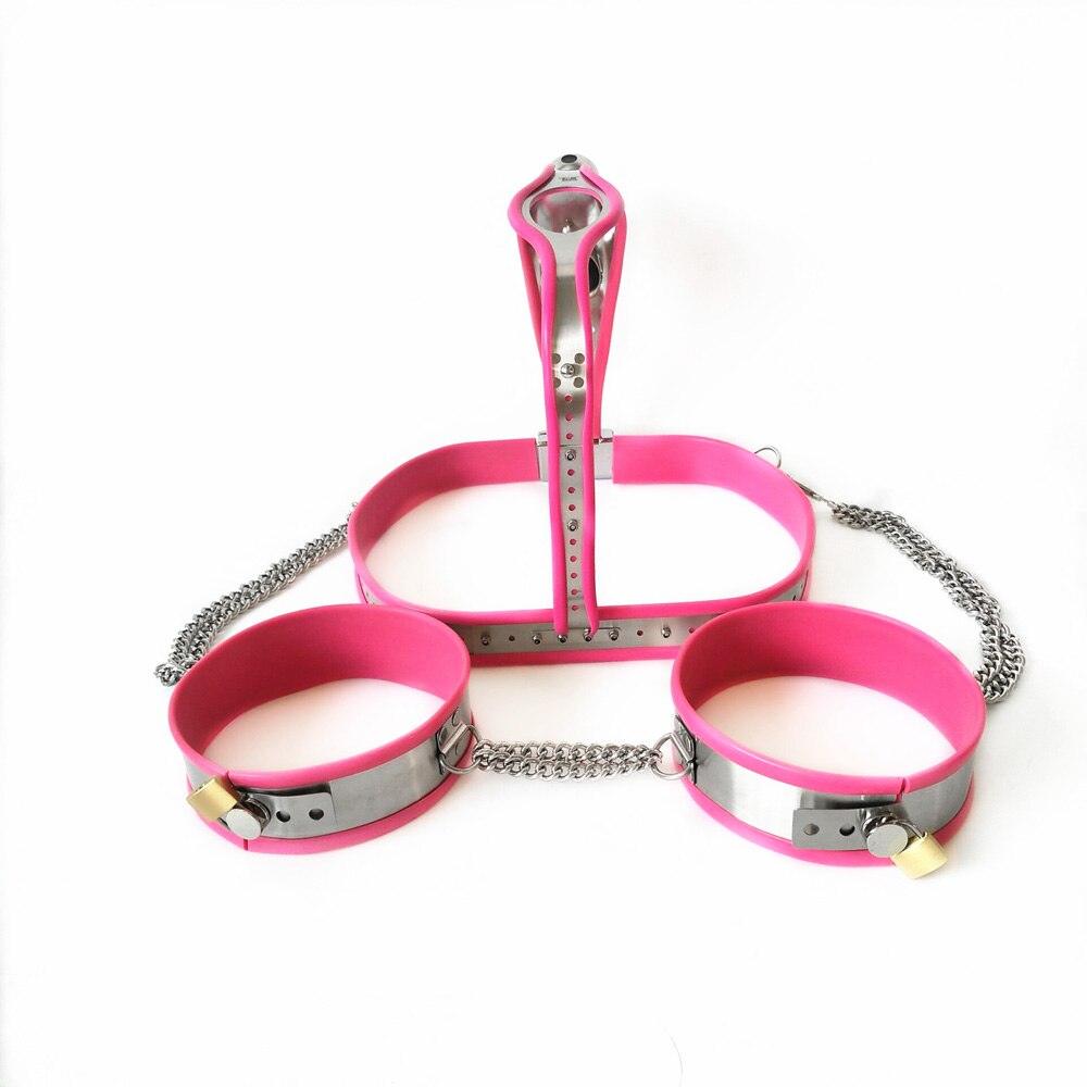 Stainless Steel Foot Lock Cuffs Chastity Belt