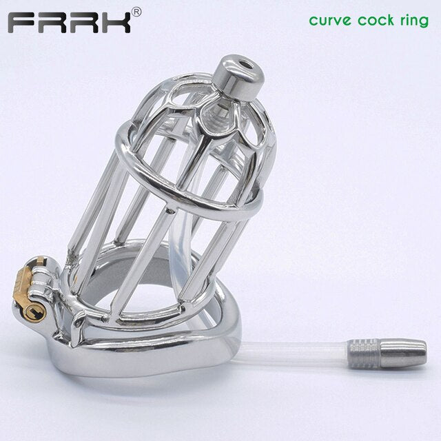 Stainless Steel Chastity Cage With Urethral Catheter