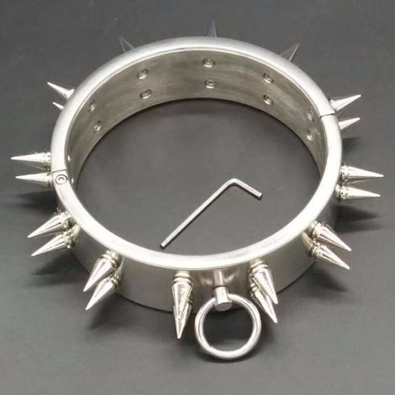 Double Row Spiked Metal Collar