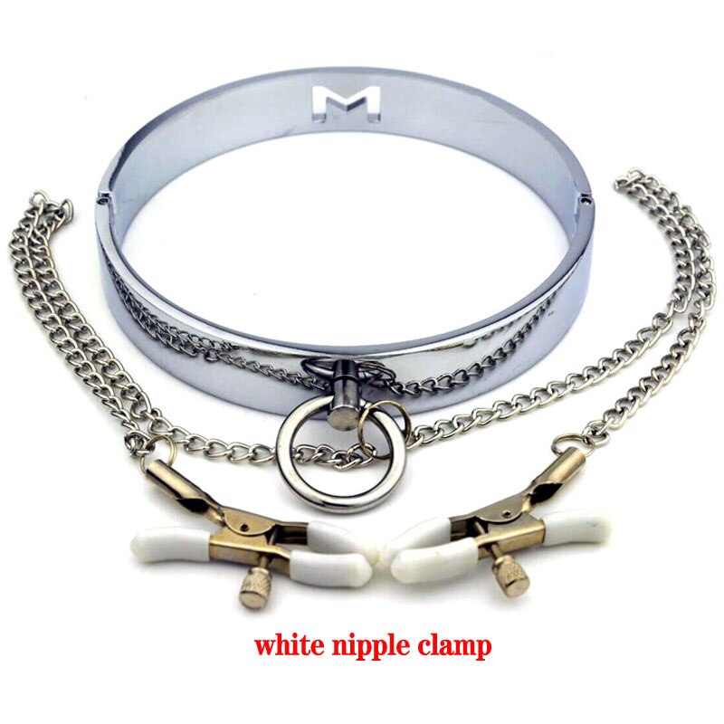 Stainless steel Slave Collar With Nipple Clamps