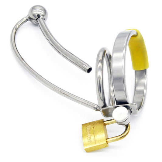 Metal Penis Plug Cock Ring Chastity Cage