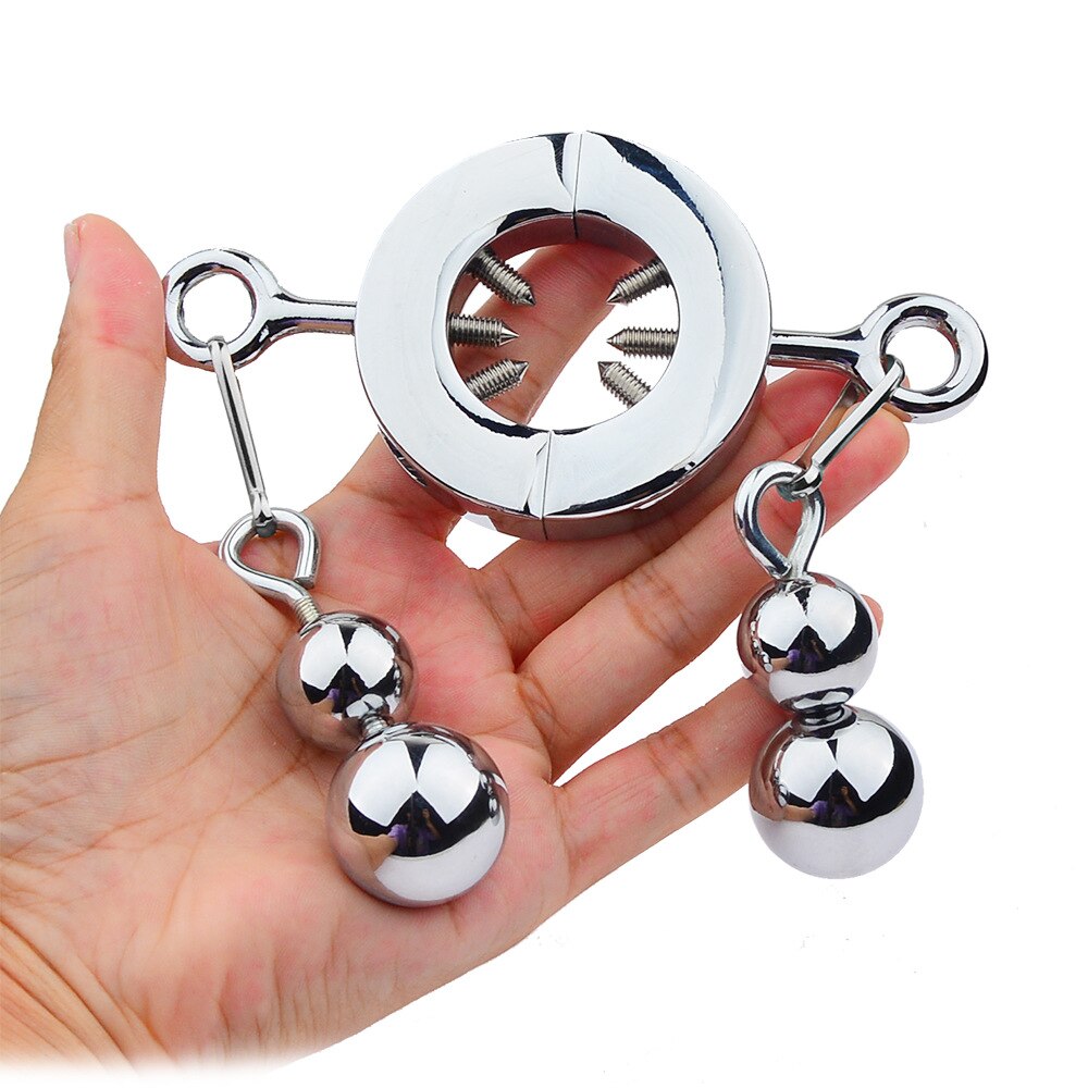 Stainless Steel Spiked Lock Ring Weight Ball Stretchers