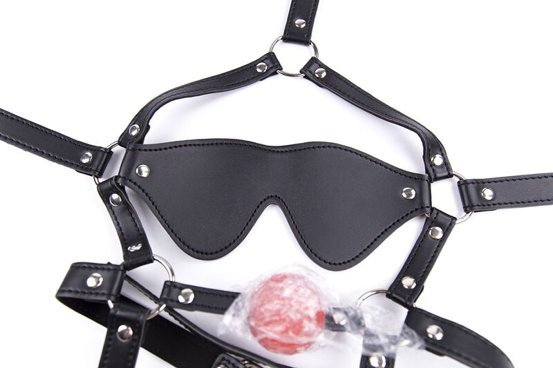 Erotic Blindfold Leather Mouth Gag