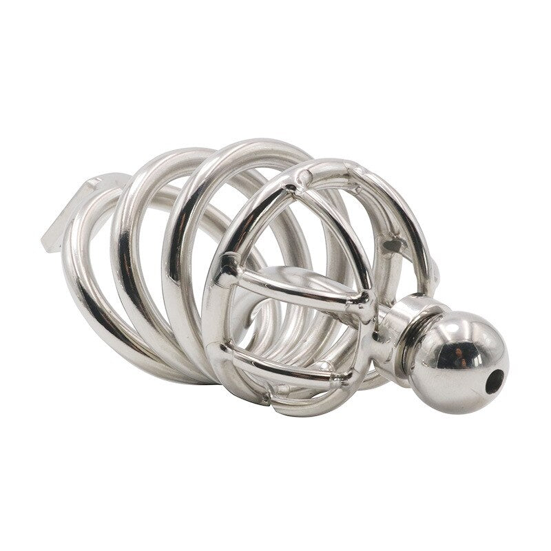 Stainless Steel Chastity Cage with Anal Plug