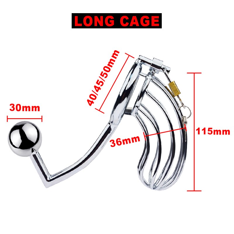 2 in 1 Male Chastity Cage with Anal Plug