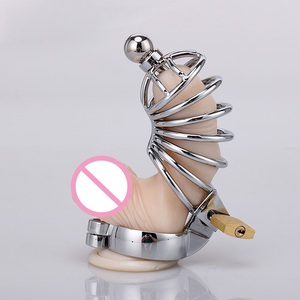 Steel Chastity Cage with Metal Urethral Catheter