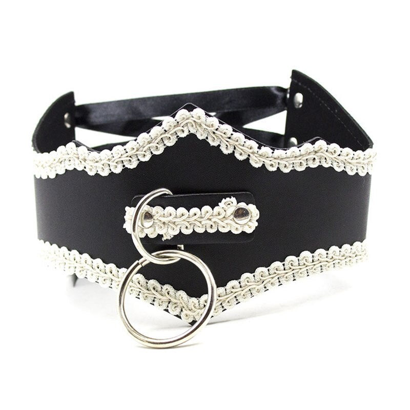 Lace leather Bondage Neck Collar